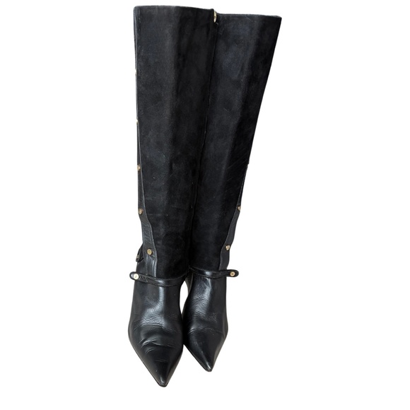 “Alexandra Neel black suede leather stiletto knee-high boots size 36.5 - Picture 2 of 7